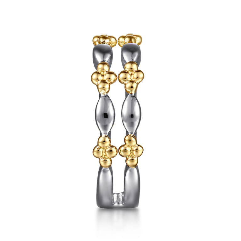 Wide Band Easy-Stack Ring 14K Yellow Gold and 925 Sterling Silver Bujukan - Shot 4