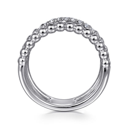 Wide Band Easy-Stack Ring 925 Sterling Silver White Sapphire Bujukan