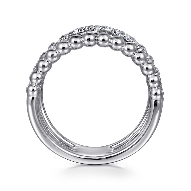 Wide Band Easy-Stack Ring 925 Sterling Silver White Sapphire Bujukan - Shot 2