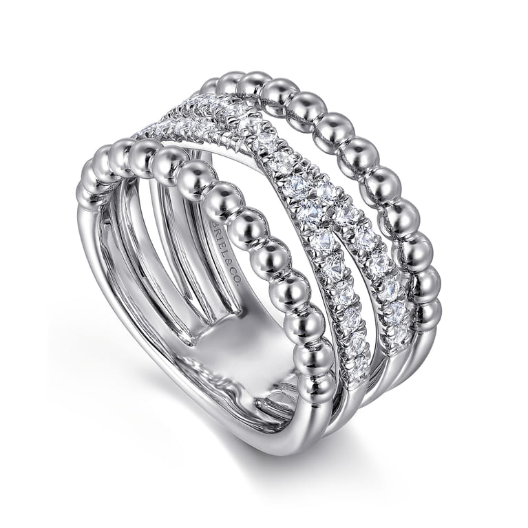 Wide Band Easy-Stack Ring 925 Sterling Silver White Sapphire Bujukan - Shot 3