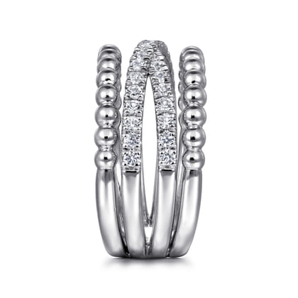 Wide Band Easy-Stack Ring 925 Sterling Silver White Sapphire Bujukan