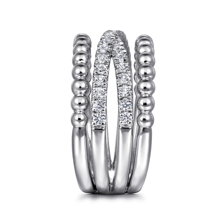 Wide Band Easy-Stack Ring 925 Sterling Silver White Sapphire Bujukan - Shot 4