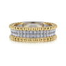 Wide Band Ring 14K White and Yellow Gold Diamond 0.45ct Bujukan - 0.45 ct
