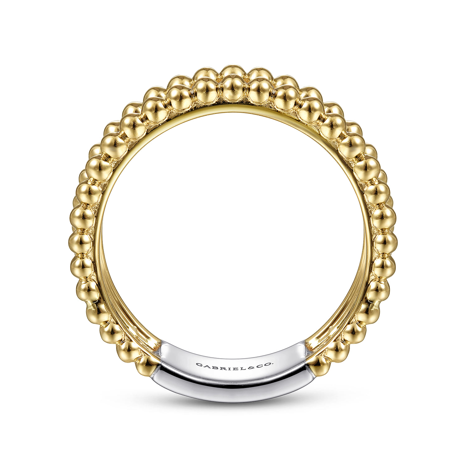 Wide Band Ring 14K White and Yellow Gold Diamond 0.45ct Bujukan - 0.45 ct - Shot 2