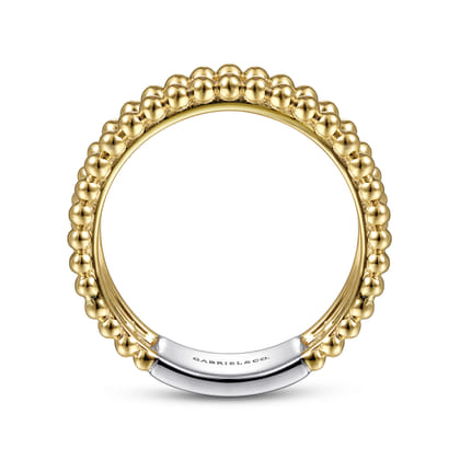 Wide Band Ring 14K White and Yellow Gold Diamond 0.45ct Bujukan