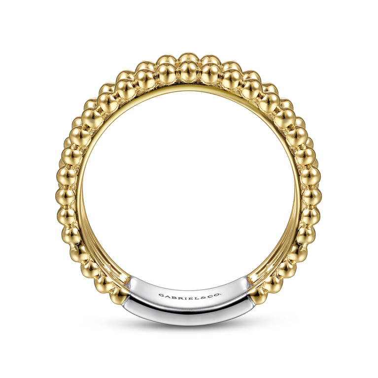 Wide Band Ring 14K White and Yellow Gold Diamond 0.45ct Bujukan - 0.45 ct - Shot 2