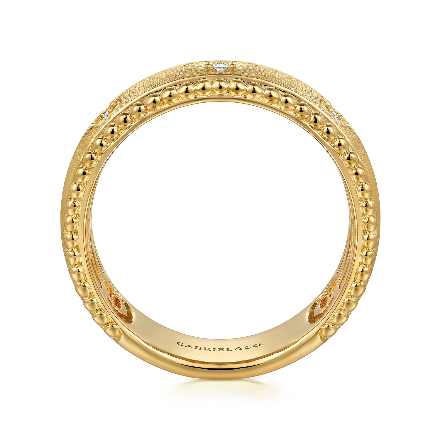 Wide Band Ring 14K Yellow Gold Diamond 0.08ct Bujukan - 0.08 ct - Shot 2