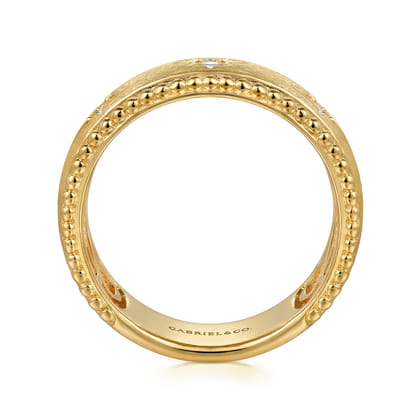 Wide Band Ring 14K Yellow Gold Diamond 0.08ct Bujukan