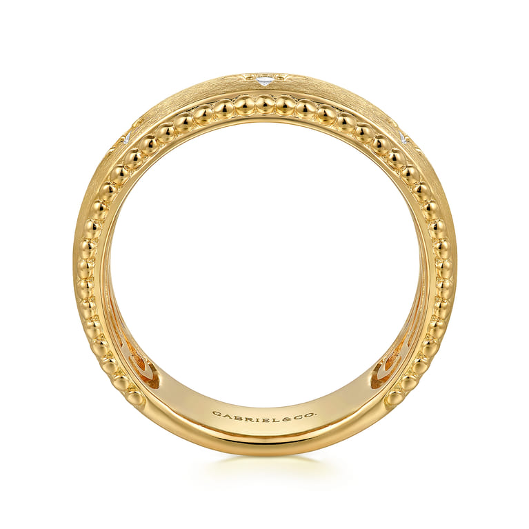 Wide Band Ring 14K Yellow Gold Diamond 0.08ct Bujukan - 0.08 ct - Shot 2