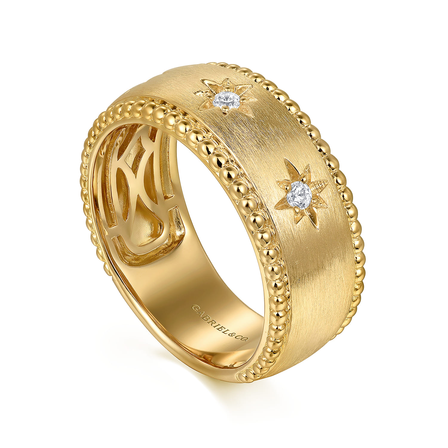 Wide Band Ring 14K Yellow Gold Diamond 0.08ct Bujukan - 0.08 ct - Shot 3