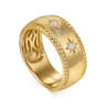 Wide Band Ring 14K Yellow Gold Diamond 0.08ct Bujukan - 0.08 ct