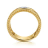 Wide Band Ring Chevron 14K Yellow Gold Diamond 0.18ct Bujukan - 0.18 ct