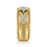 Wide Band Ring Chevron 14K Yellow Gold Diamond 0.18ct Bujukan - 0.18 ct