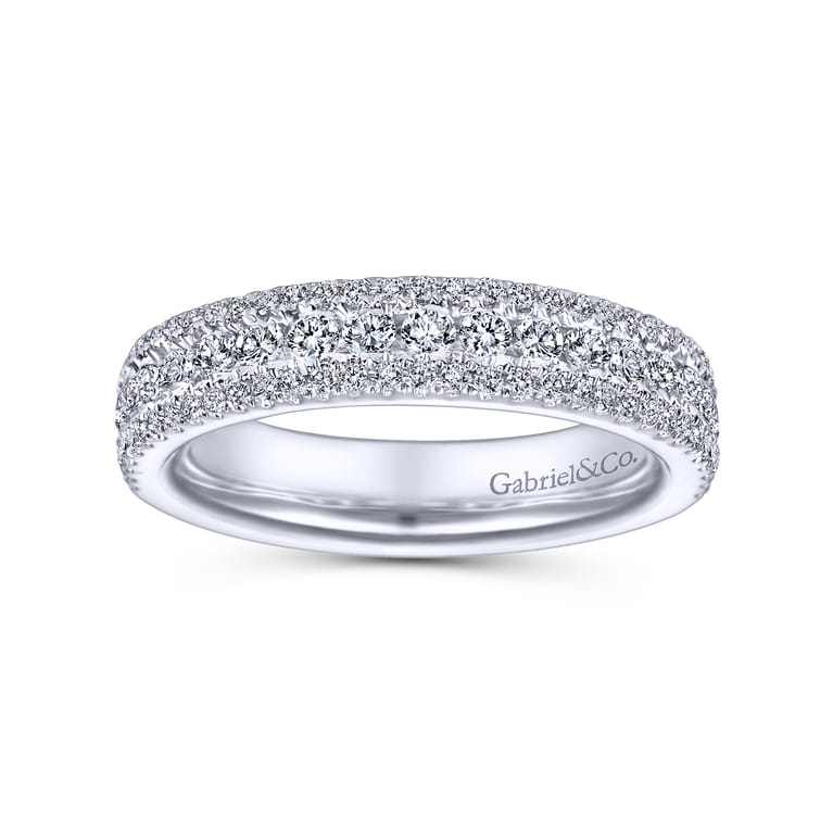 Fancy Wedding Ring in Platinum with Round Natural Diamond at Gabriel & Co. - Shot 4