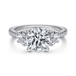 Wilda - 14K White Gold Round Three Stone Diamond Engagement Ring