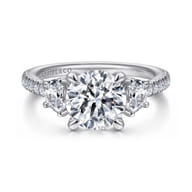Wilda - 14K White Gold Round Three Stone Diamond Engagement Ring