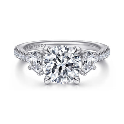 Wilda - 14K White Gold Round Three Stone Diamond Engagement Ring