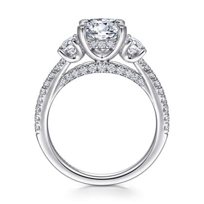 Wilda - 14K White Gold Round Three Stone Diamond Engagement Ring