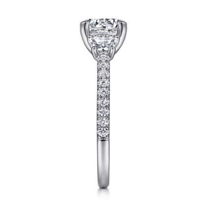 Wilda - 14K White Gold Round Three Stone Diamond Engagement Ring