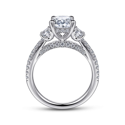 Wilda - 18K White Gold Oval Three Stone Diamond Engagement Ring