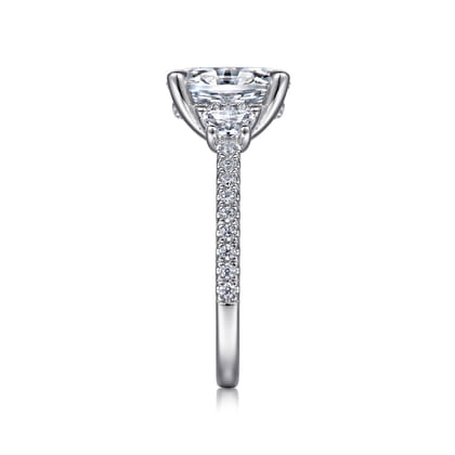 Wilda - 18K White Gold Oval Three Stone Diamond Engagement Ring