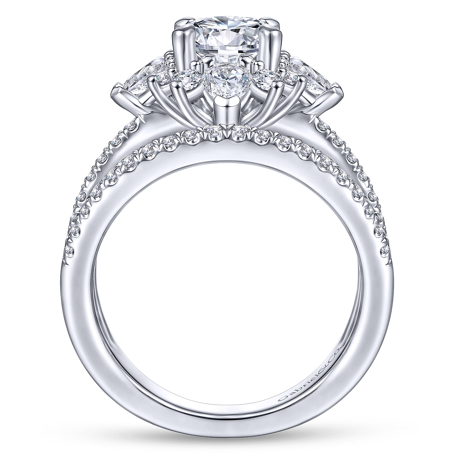 Wilhelmina - Unique 14K White Gold Round Halo Diamond Engagement Ring - 0.63 ct - Shot 2