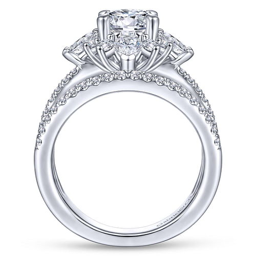 Wilhelmina - Unique 14K White Gold Round Halo Diamond Engagement Ring - 0.63 ct - Shot 2