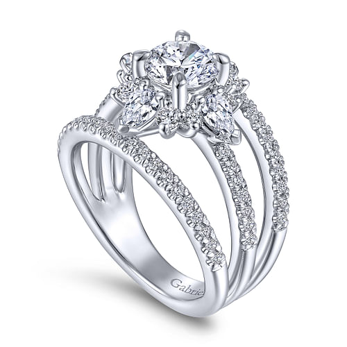 Wilhelmina - Unique 14K White Gold Round Halo Diamond Engagement Ring - 0.63 ct - Shot 3