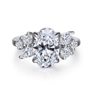 Willa - 14K White Gold Asymmetrical Burst Oval Diamond Engagement Ring