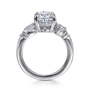 Willa - 14K White Gold Asymmetrical Burst Oval Diamond Engagement Ring