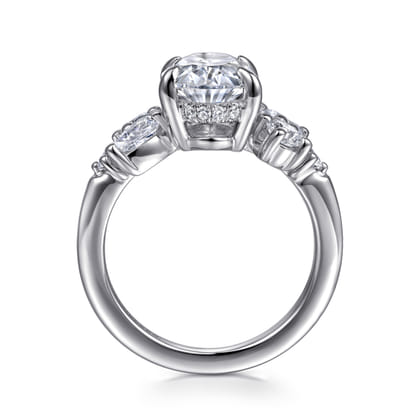 Willa - 14K White Gold Asymmetrical Burst Oval Diamond Engagement Ring