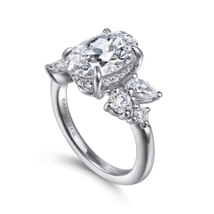 Willa - 14K White Gold Asymmetrical Burst Oval Diamond Engagement Ring