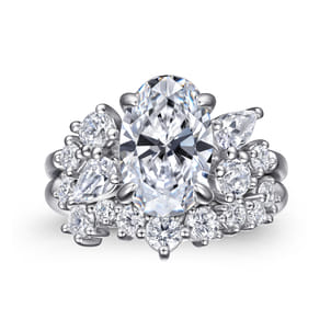 Willa - 14K White Gold Asymmetrical Burst Oval Diamond Engagement Ring