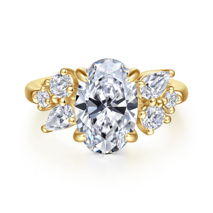 Willa - 14K Yellow Gold Asymmetrical Burst Oval Diamond Engagement Ring