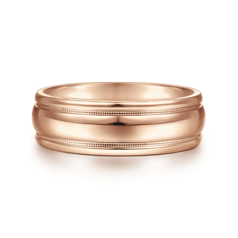 William - 14K Rose Gold 7mm - Men's Wedding Band in High Polished Finish - Shot 1