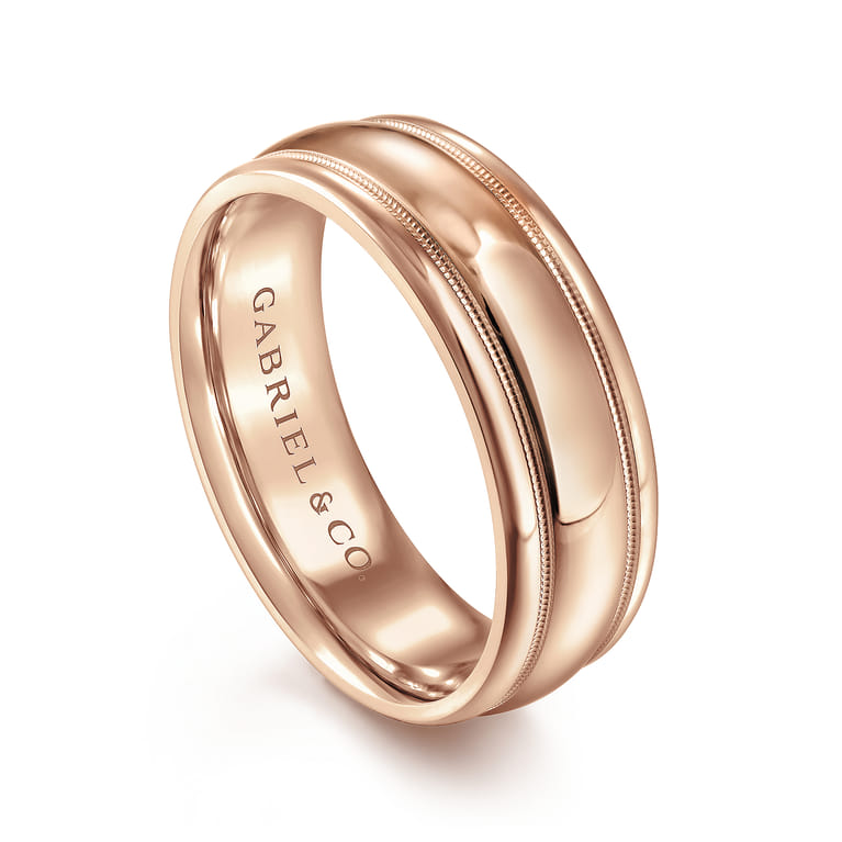 William - 14K Rose Gold 7mm - Men's Wedding Band in High Polished Finish - Shot 3
