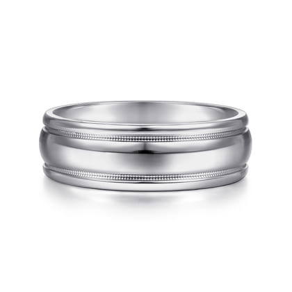 William - 14K White Gold 7mm - Men's Wedding Band in High Polished Finish