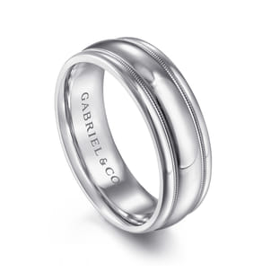 William - 14K White Gold 7mm - Men's Wedding Band in High Polished Finish