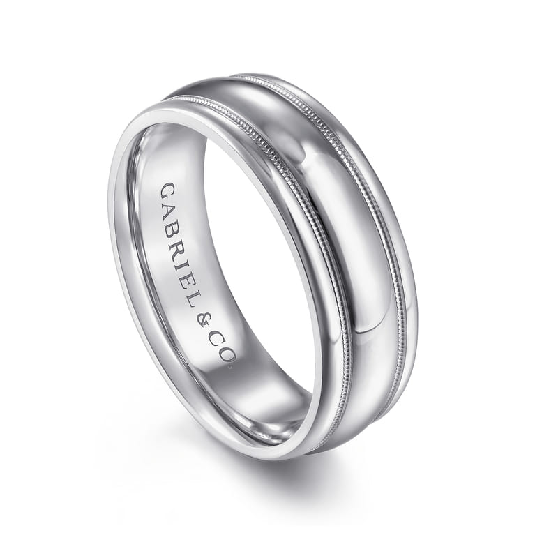 William - 14K White Gold 7mm - Men's Wedding Band in High Polished Finish - Shot 3