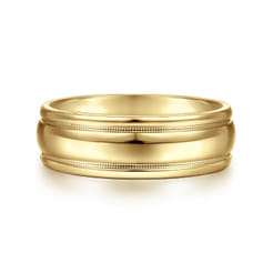 William - 14K Yellow Gold 7mm - Men's Wedding Band in High Polished Finish