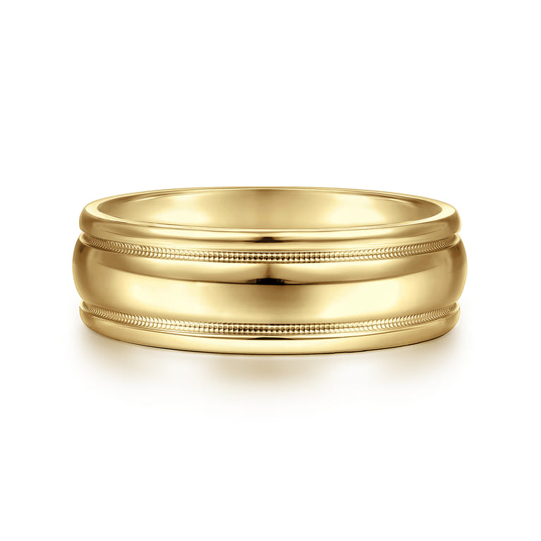 William - 14K Yellow Gold 7mm - Men's Wedding Band in High Polished Finish - Shot 1