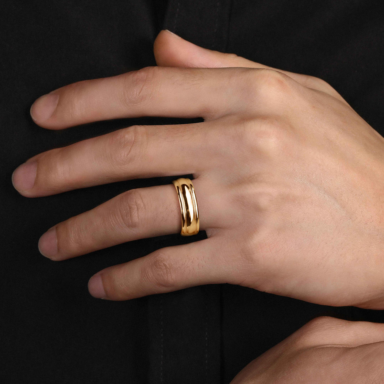 William - 14K Yellow Gold 7mm - Men's Wedding Band in High Polished Finish - Shot 5