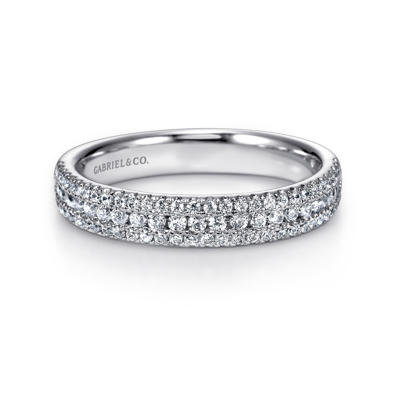 Fancy Wedding Ring in 14k White Gold with Round Natural Diamond at Gabriel & Co. - Shot 1