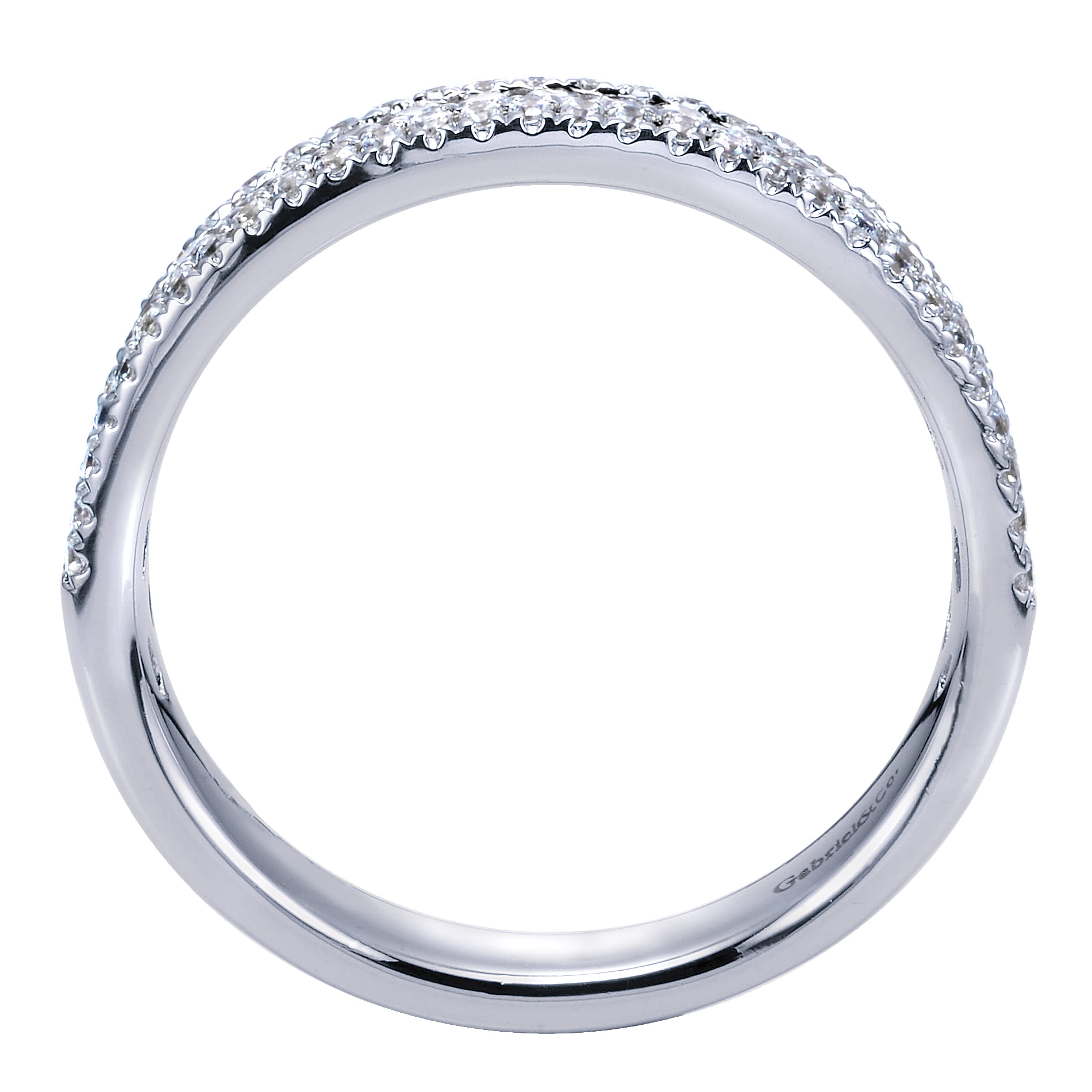 Fancy Wedding Ring in 14k White Gold with Round Natural Diamond at Gabriel & Co. - Shot 2