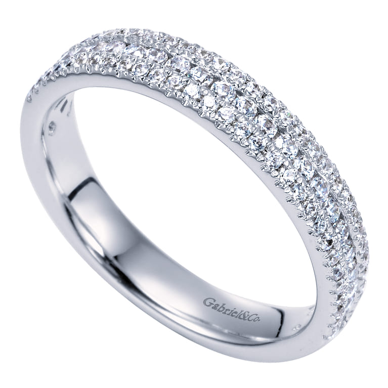 Fancy Wedding Ring in 14k White Gold with Round Natural Diamond at Gabriel & Co. - Shot 3