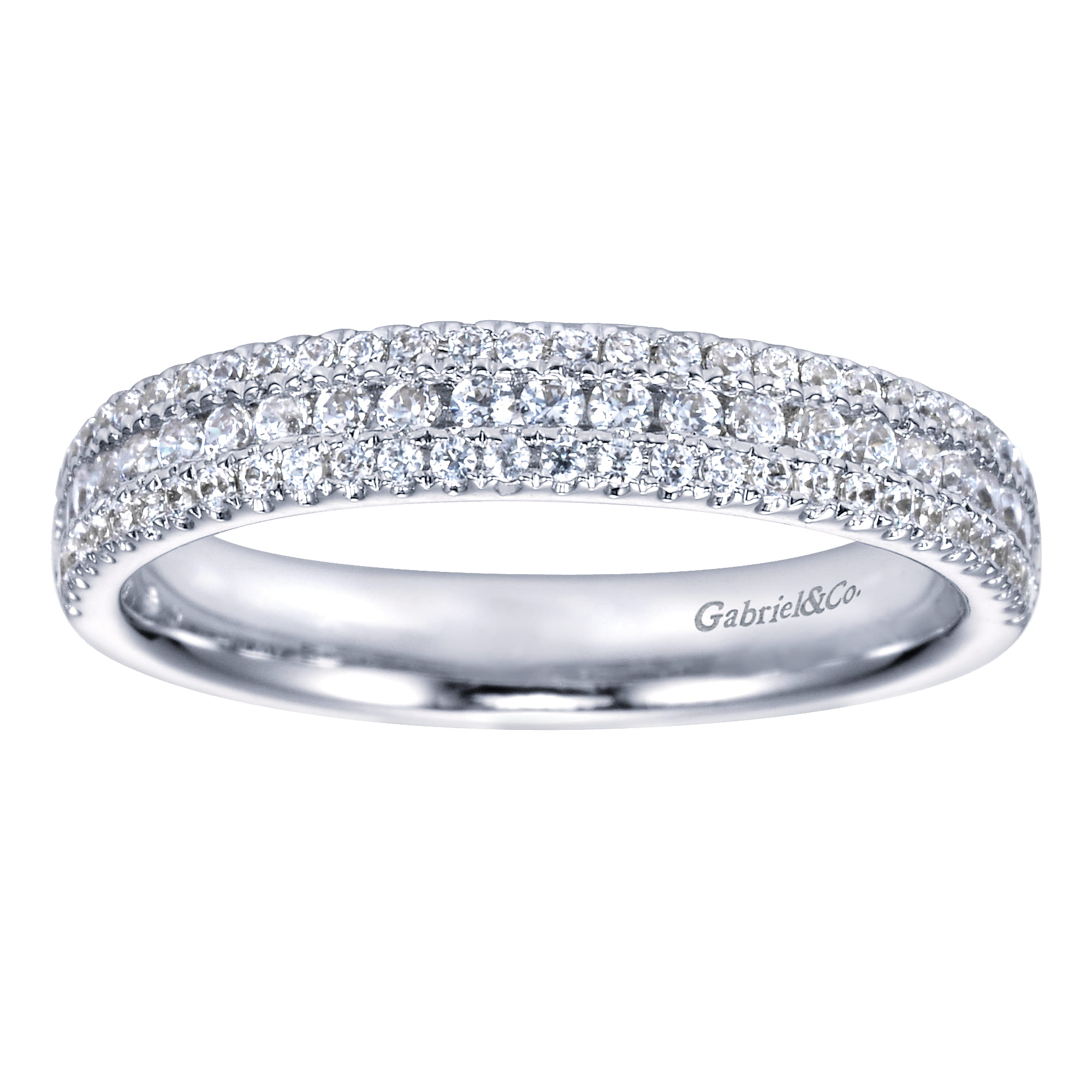 Fancy Wedding Ring in 14k White Gold with Round Natural Diamond at Gabriel & Co. - Shot 5