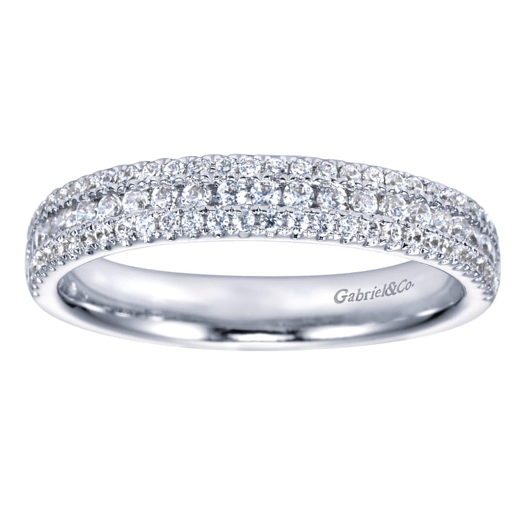 Fancy Wedding Ring in 14k White Gold with Round Natural Diamond at Gabriel & Co. - Shot 5