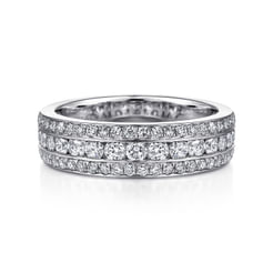 Wide 14K White Gold Channel Set Diamond Anniversary Band