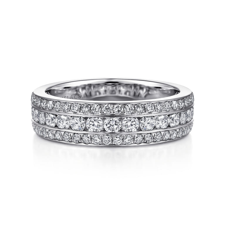 Fancy Wedding Ring in 14k White Gold with Round Natural Diamond at Gabriel & Co. - Shot 1