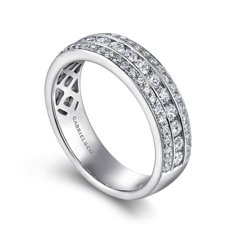 Fancy Wedding Ring in 14k White Gold with Round Natural Diamond at Gabriel & Co. - Shot 3
